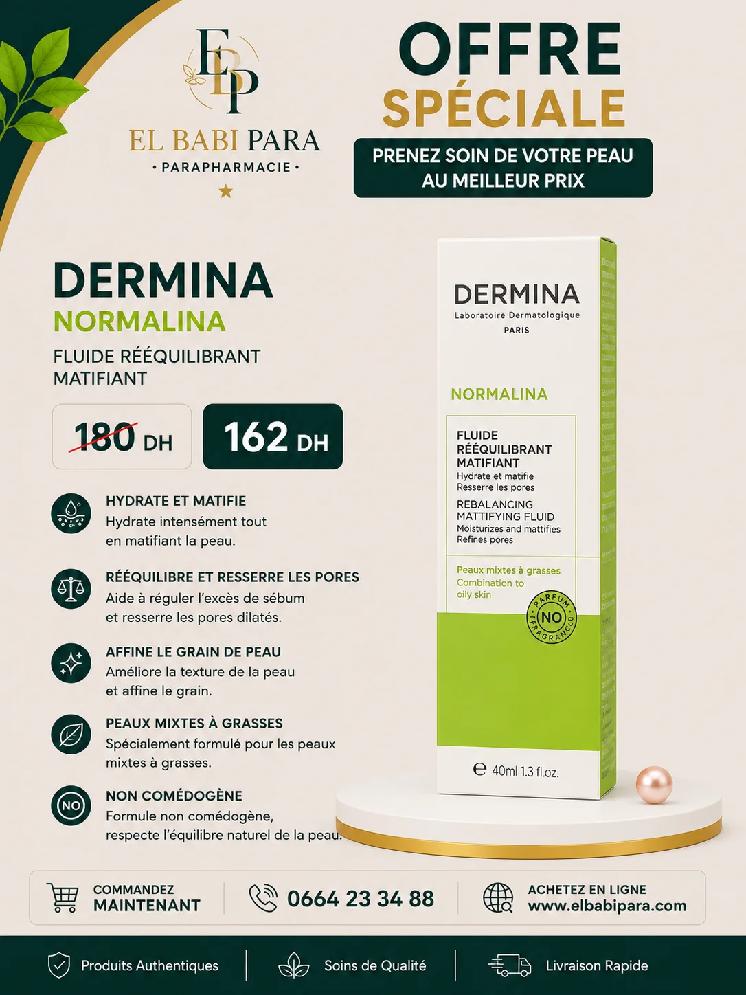 DERMINA NORMALINA FLUIDE RÉÉQUILIBRANT MATIFIANT
