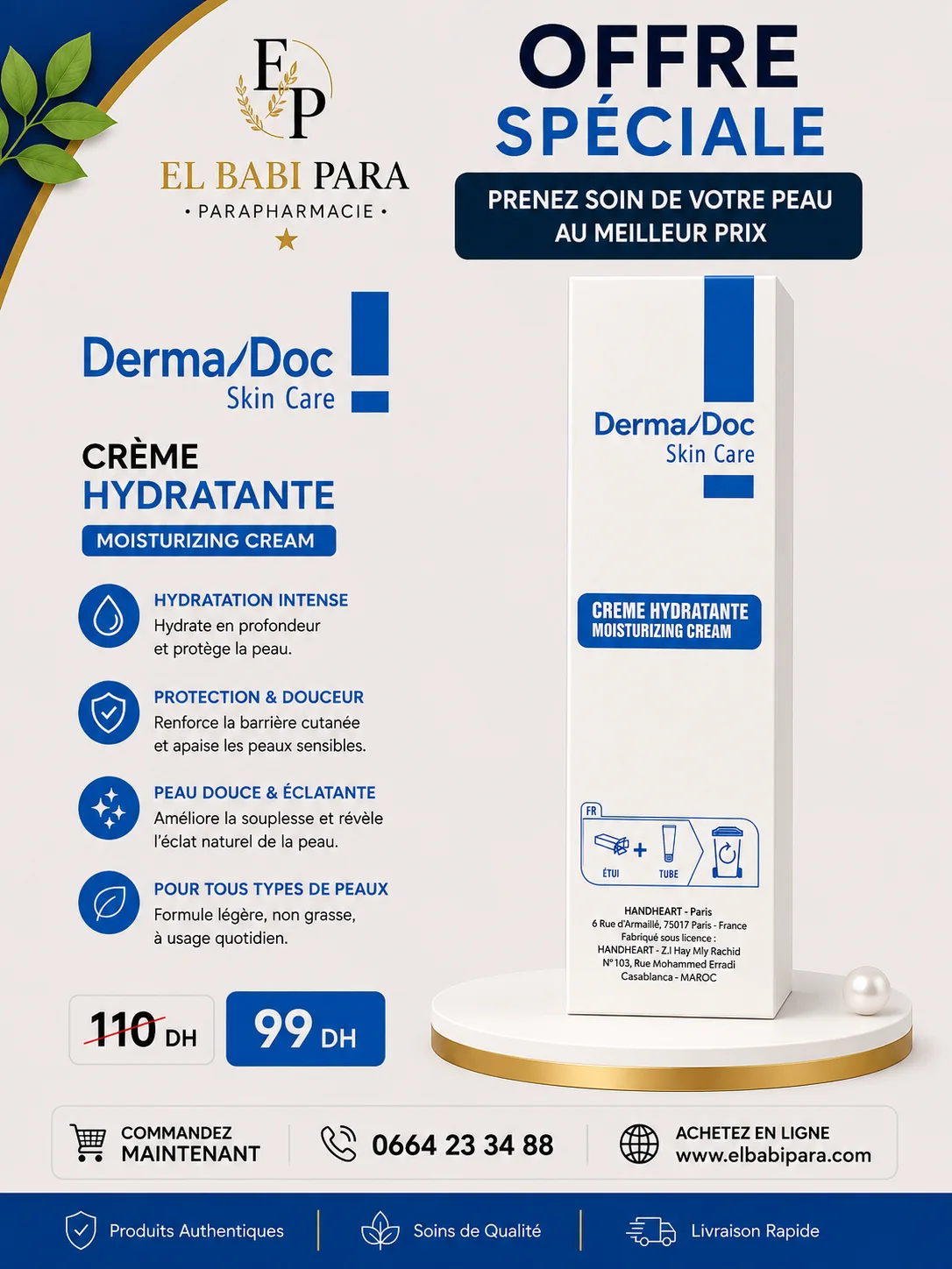Derma/Doc Skin Care CRÈME HYDRATANTE MOISTURIZING CREAM