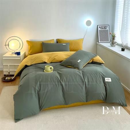 Ensemble de housse de couette 3 pièces de couleur unie