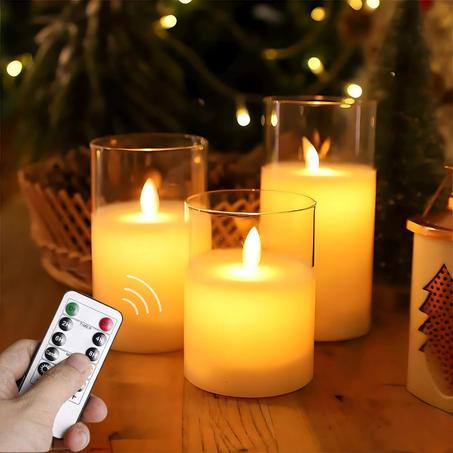 طقم شموع زجاجية ذكية بجهاز تحكم عن بعد