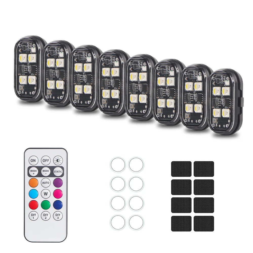 Kit d’Éclairage LED Ambiance Voiture Sans Fil – RGB Multicolore avec Télécommande