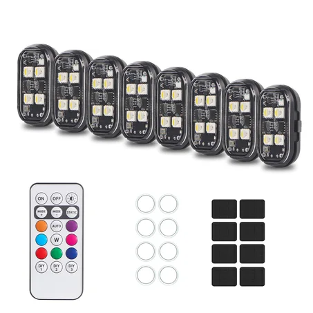 Kit d’Éclairage LED Ambiance Voiture Sans Fil – RGB Multicolore avec Télécommande