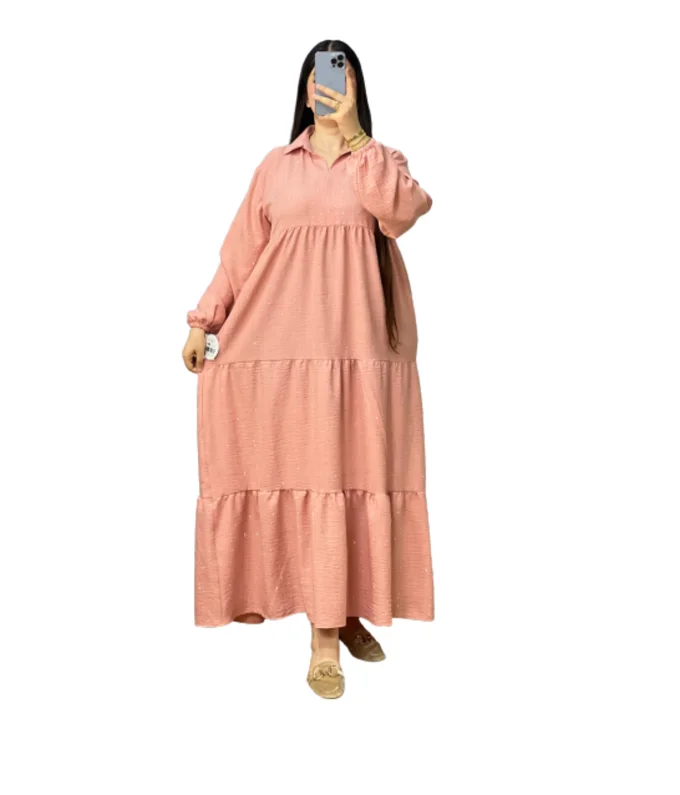 فستان ماكسي بلون واحد – خيط مريح بعدة ألوان