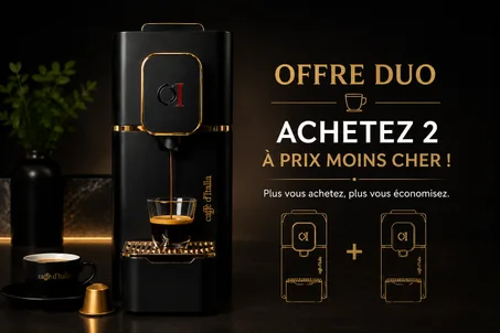 machines PERLA SQUAREPRESS™  Offre Duo : 2 machines à prix avantageux + 100 capsules gou de votre choix
