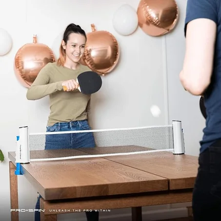 Kit de Ping-Pong Portatif avec Filet Rétractable, Raquettes et Balles