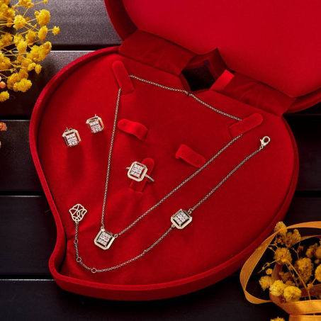 Ensemble de 4 pièces : collier + bracelet + boucles d'oreilles, haute qualité