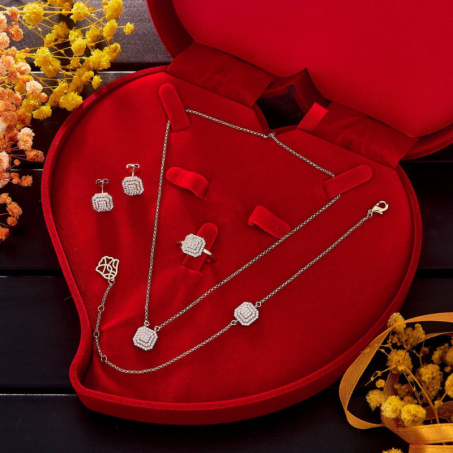 Ensemble de 4 pièces : collier + bracelet + boucles d'oreilles, haute qualité