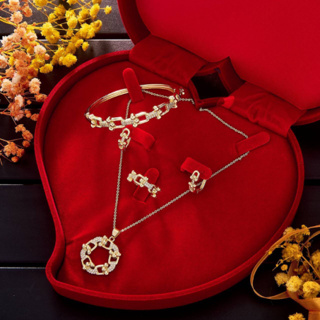 Ensemble de 4 pièces : collier + bracelet + boucles d'oreilles, haute qualité