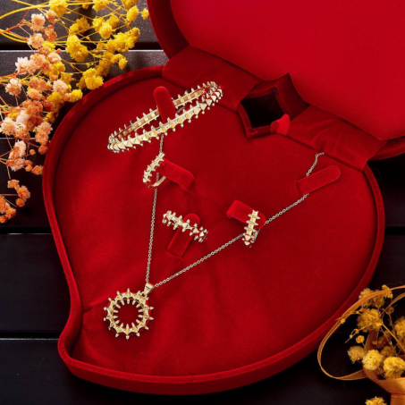 Ensemble de 4 pièces : collier + bracelet + boucles d'oreilles, haute qualité