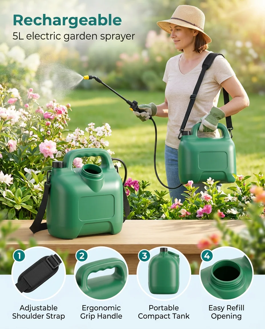 Portable 5L Electric Sprayer with Long Battery Life