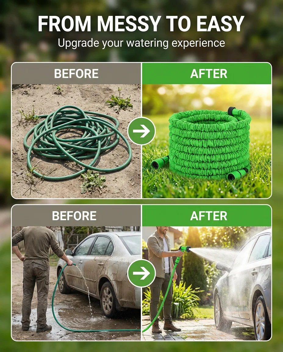 Flexible Water Hose for Garden & Car – Expandable Design