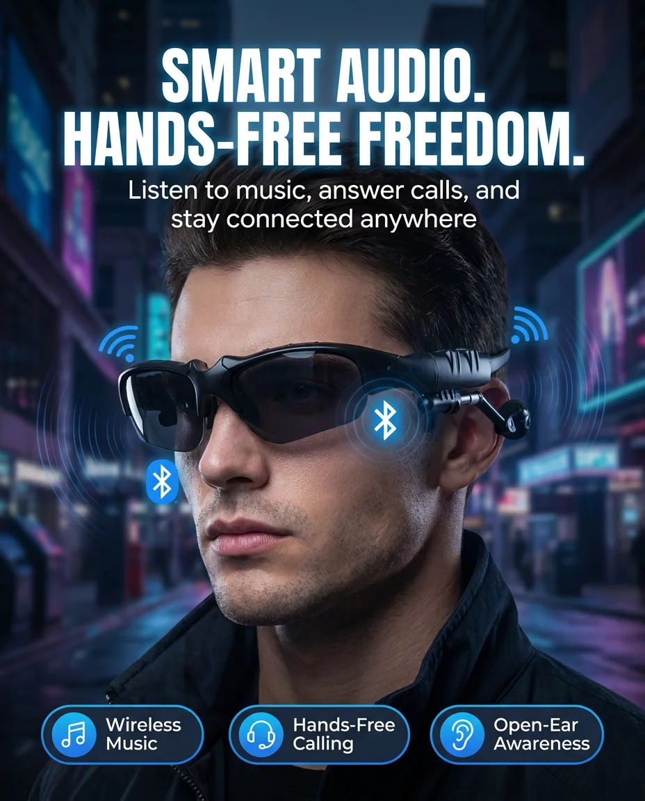 Bluetooth Smart Glasses – Handsfree Calls & Music