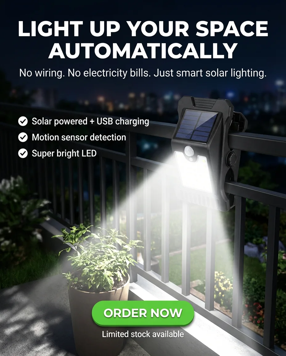Solar Motion Sensor LED Security Light – Waterproof 3-Head Outdoor Wall Light