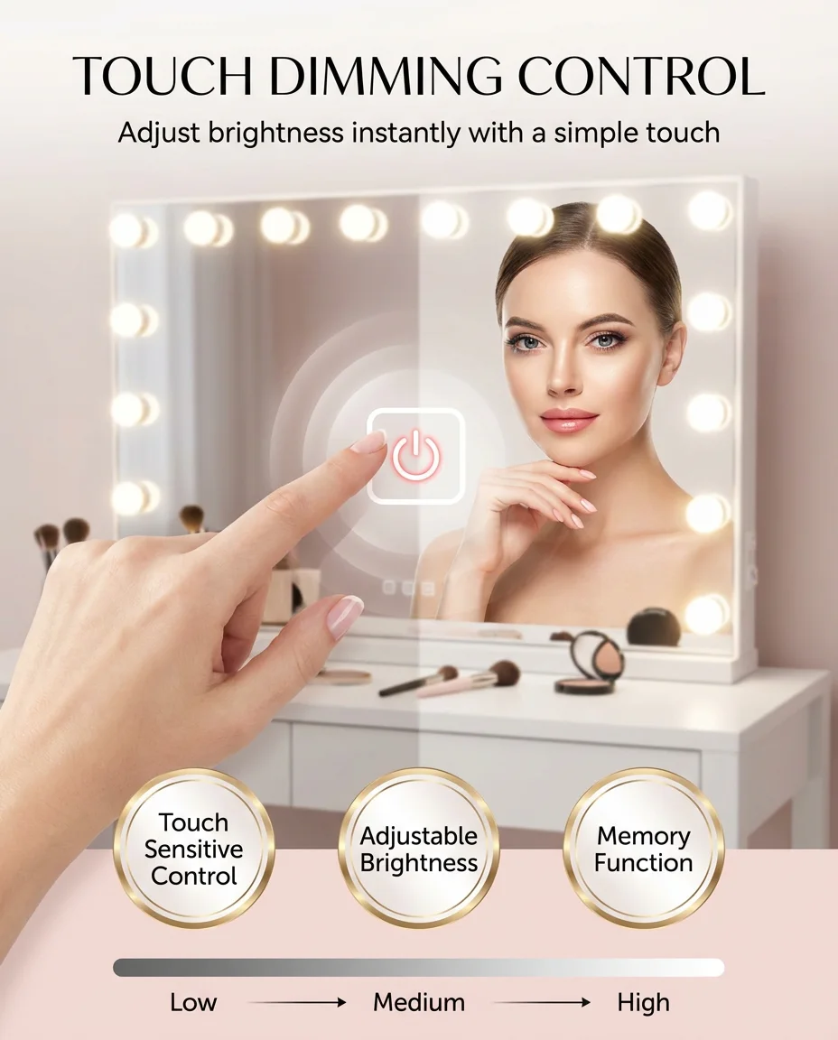 Hollywood Vanity Mirror Lights – Makeup LED Lights with 3 Color Modes