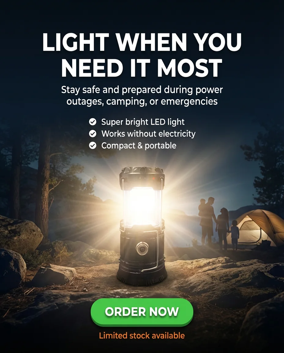 Taa ya LED Inayobebeka (Lantern + Tochi) – Mwanga Mkali kwa Dharura na Safari 🔦