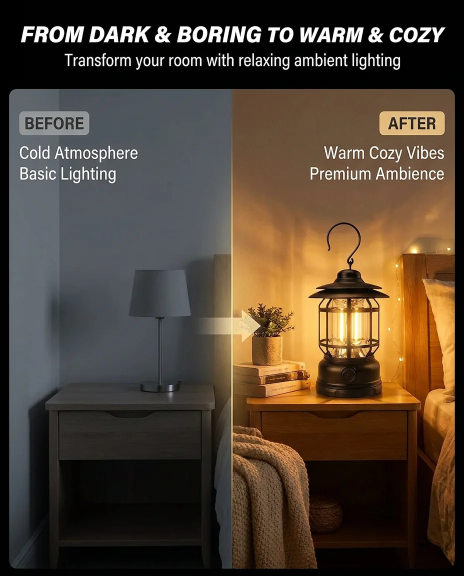 Retro Flame Lantern – Taa ya Rechargeable yenye Vibes za Kifahari 🔥