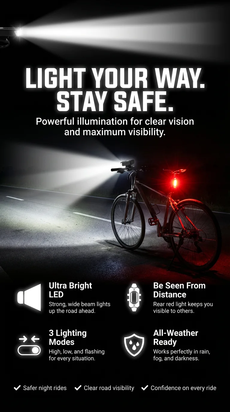 Ultra Bright USB Rechargeable Bike Light Set – Front & Rear Waterproof Cycling Lights