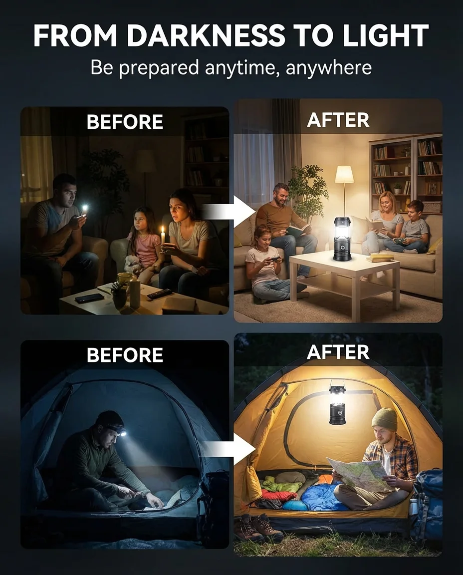 Taa ya LED Inayobebeka (Lantern + Tochi) – Mwanga Mkali kwa Dharura na Safari 🔦