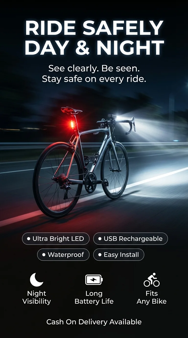 Ultra Bright USB Rechargeable Bike Light Set – Front & Rear Waterproof Cycling Lights