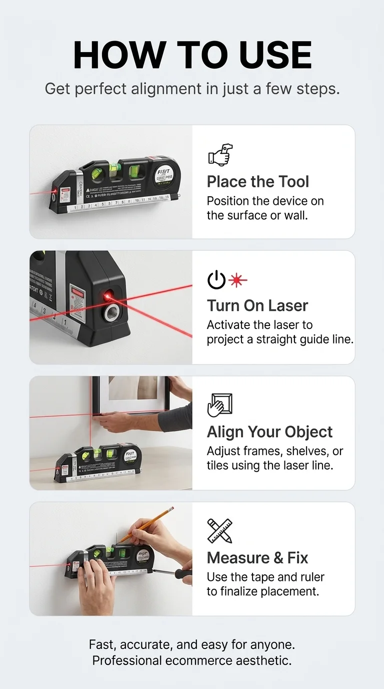 Fixit Laser Level Pro 3 – 4-in-1 Precision Measuring Tool
