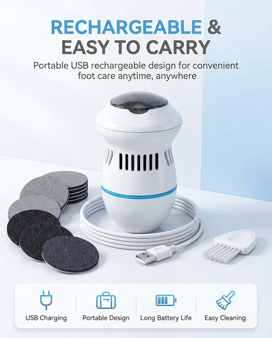 Rechargeable Electric Foot Callus Remover – Remove Cracked Heels & Dead Skin Fast