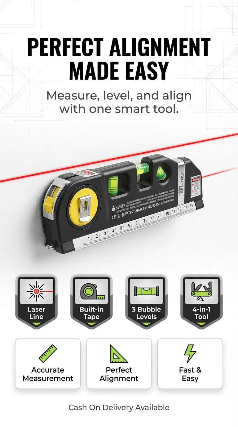 Fixit Laser Level Pro 3 – 4-in-1 Precision Measuring Tool