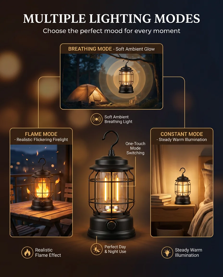Retro Flame Lantern – Taa ya Rechargeable yenye Vibes za Kifahari 🔥