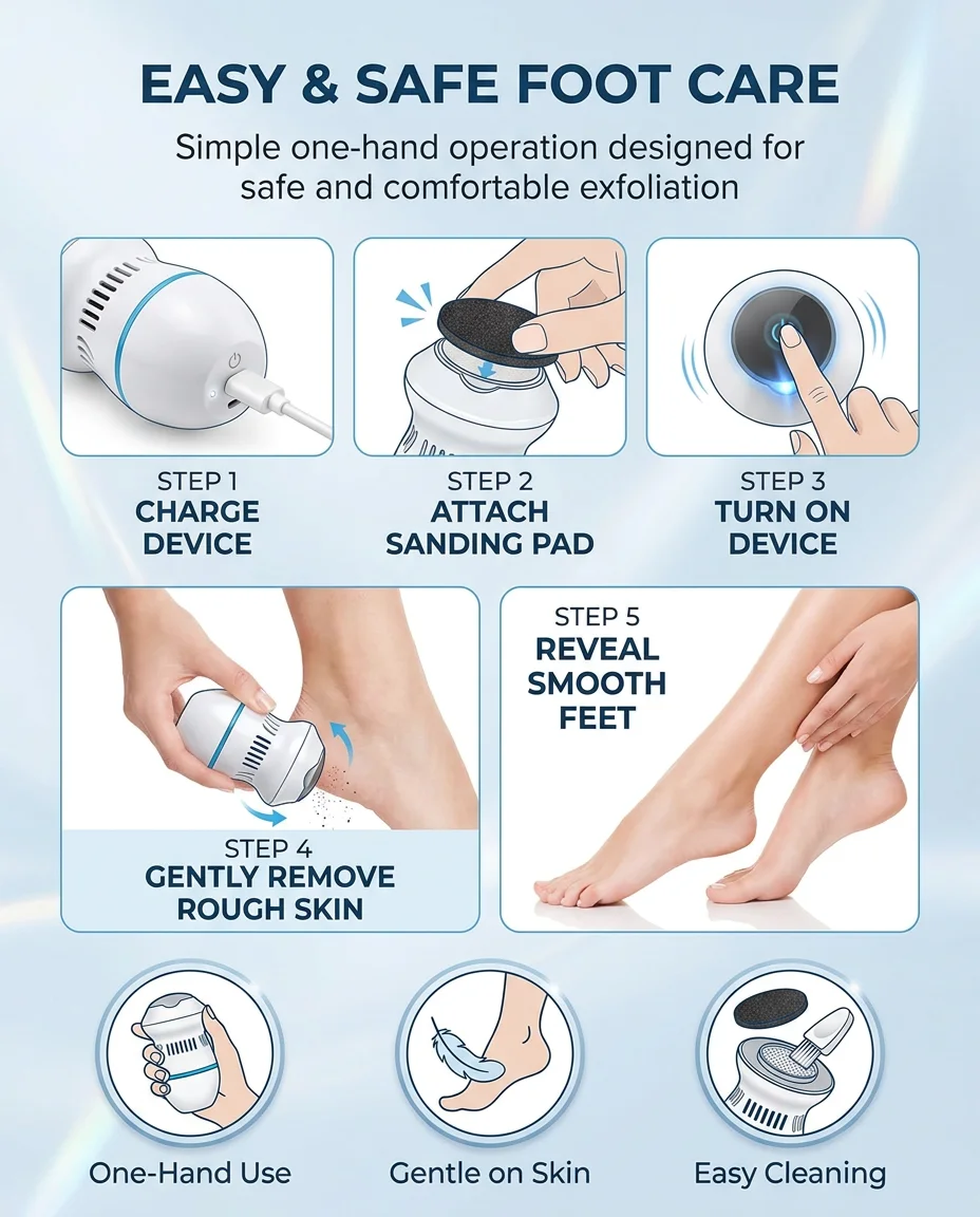 Rechargeable Electric Foot Callus Remover – Remove Cracked Heels & Dead Skin Fast