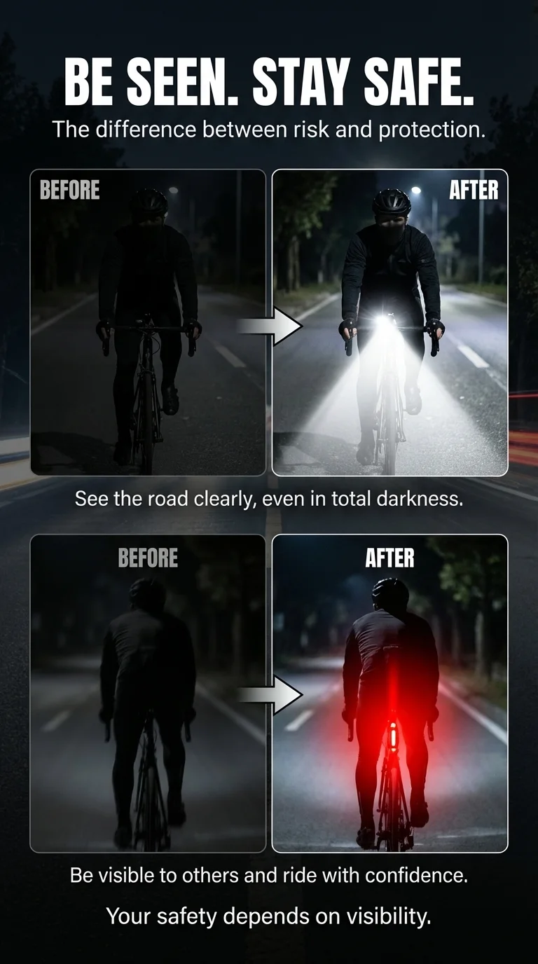 Ultra Bright USB Rechargeable Bike Light Set – Front & Rear Waterproof Cycling Lights