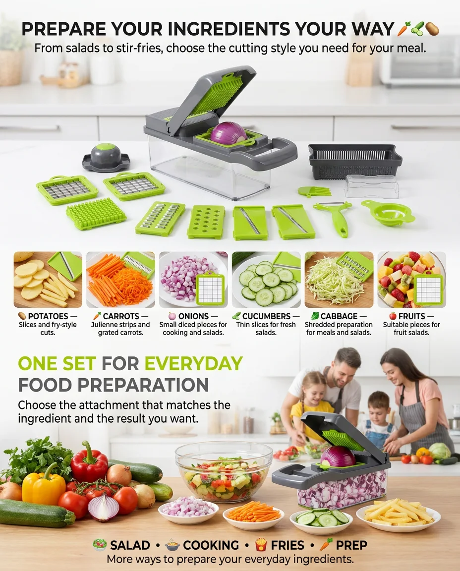 14-in-1 Multifunctional Vegetable Chopper – Chop, Slice & Dice Instantly!