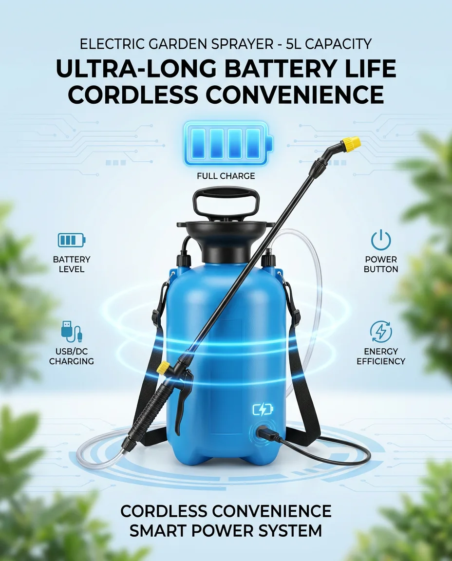 Portable 5L Electric Sprayer with Long Battery Life
