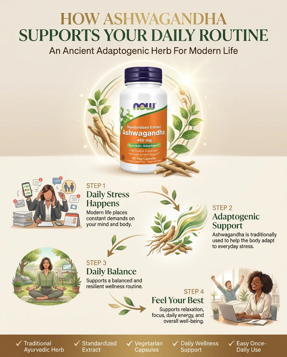 NOW Foods Ashwagandha 450mg | Msaada wa Asili kwa Utulivu na Ustawi wa Kila Siku | π Lipa Ukipokea Tanzania Nzima