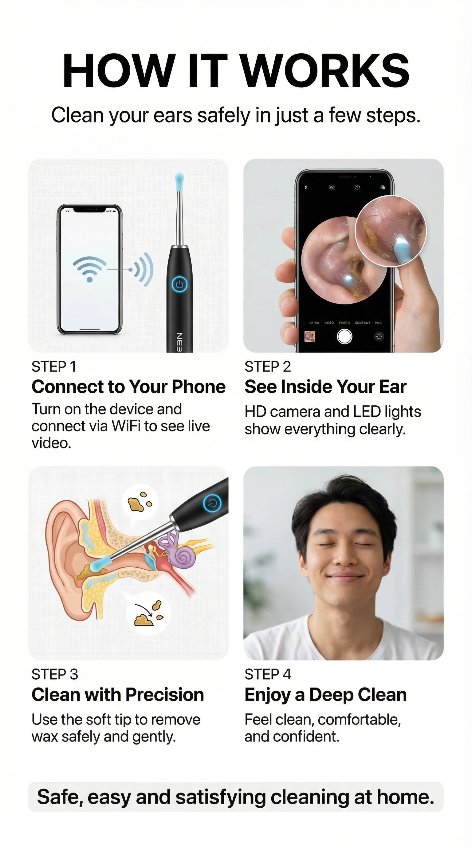 Stop Cleaning Blindly! Smart Ear Cleaner with Camera
