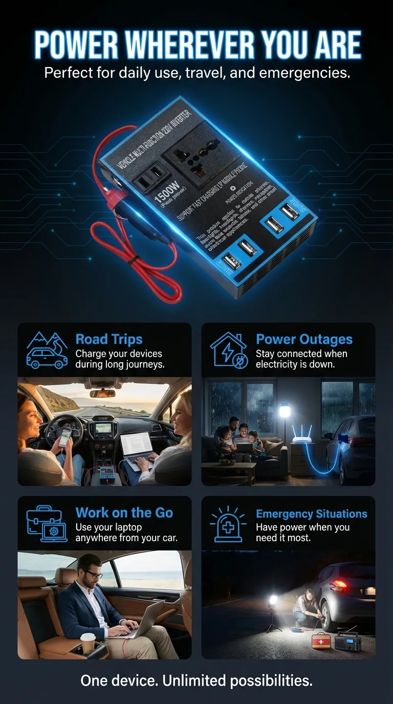 1500W Car Power Inverter – Charge Your Devices Anywhere, Anytime