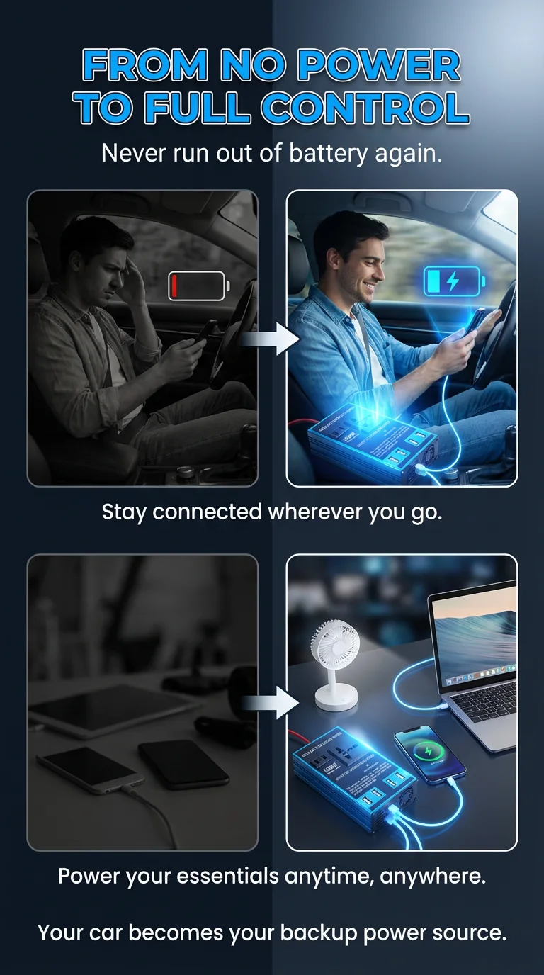 1500W Car Power Inverter – Charge Your Devices Anywhere, Anytime