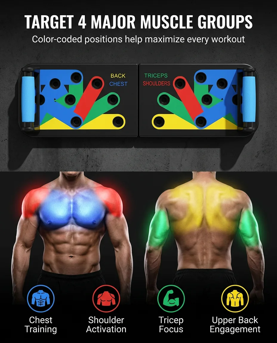 Multi-Function Push-Up Board | Chest, Shoulders, Triceps & Back Trainer