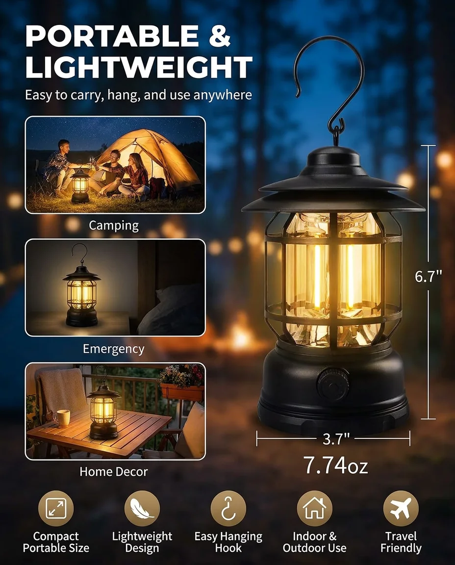 Retro Flame Lantern – Taa ya Rechargeable yenye Vibes za Kifahari 🔥