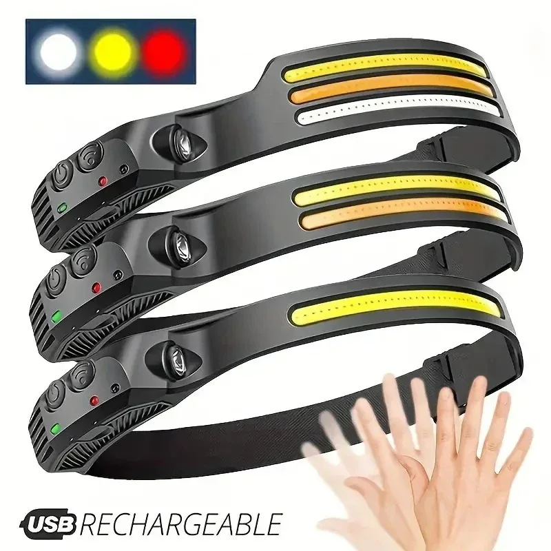 🔦 Induction Headlamp – 3 Colors | 230° Wide-Angle Lighting