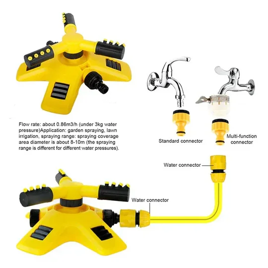 💦 Durable 360° Lawn Sprinkler – Easy Hose Connection