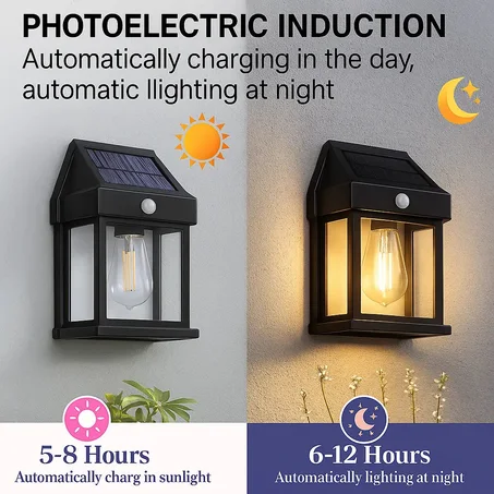 Solar Wall Light with Motion Sensor – No Wires Needed!