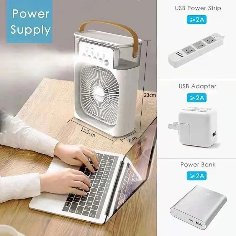 Portable USB Air Cooler Fan with 5 Mist Sprays