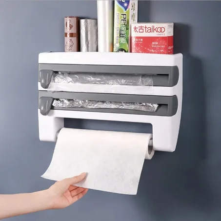 3-in-1 Kitchen Wrap Dispenser with Tissue Holder