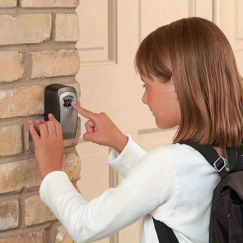 Outdoor key lock box with combination