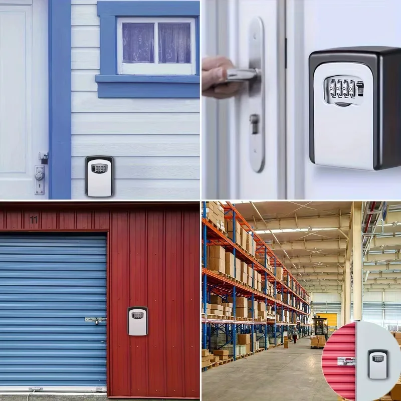 Outdoor key lock box with combination