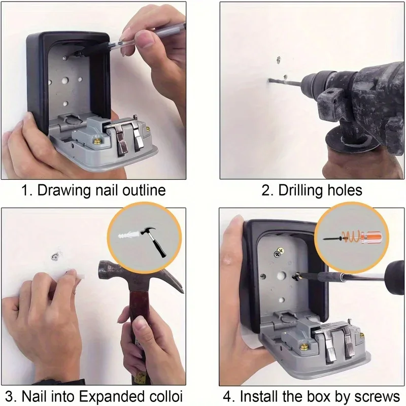 Outdoor key lock box with combination