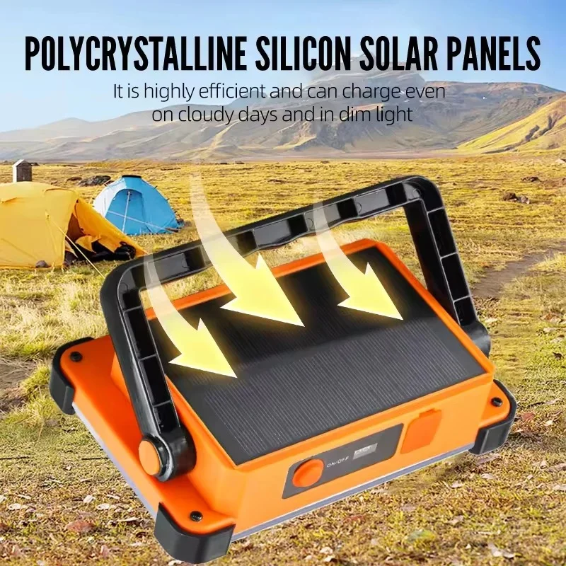 Solar Rechargeable LED Searchlight – Portable & Cordless Floodlight for Outdoor, Emergency & Camping