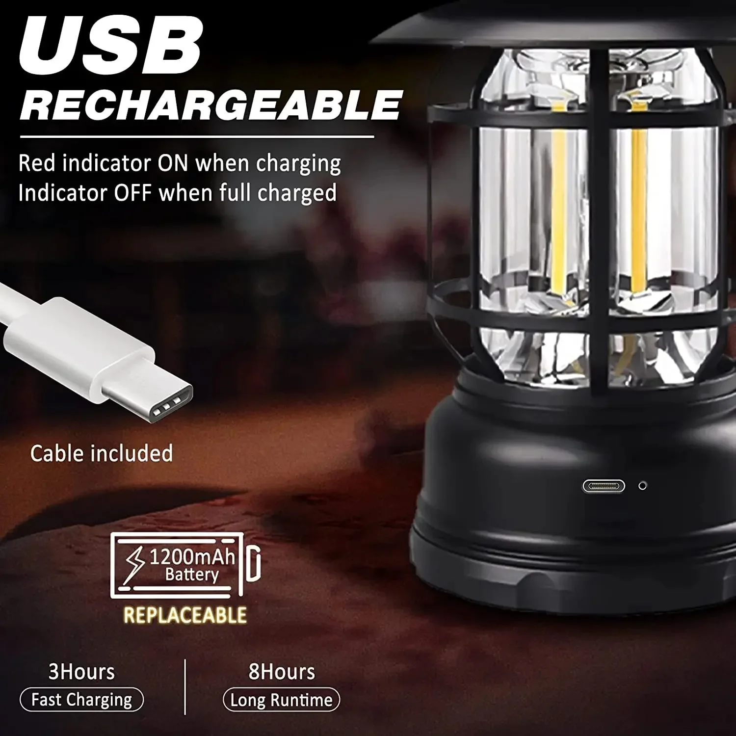 Retro Flame Lantern – Taa ya Rechargeable yenye Vibes za Kifahari 🔥
