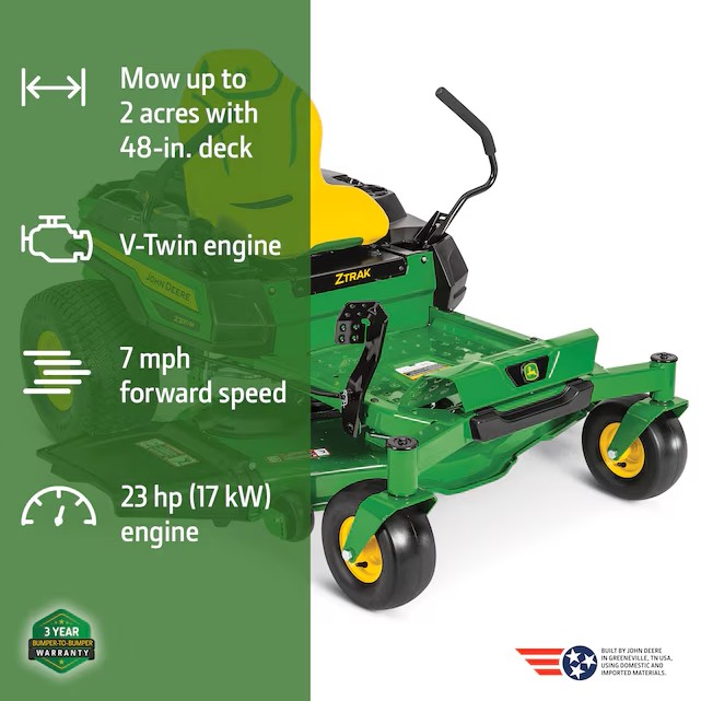 John Deere Z330M ZTrak 48-in 23 -HP V-twin Gas Zero-turn Riding Lawn Mower