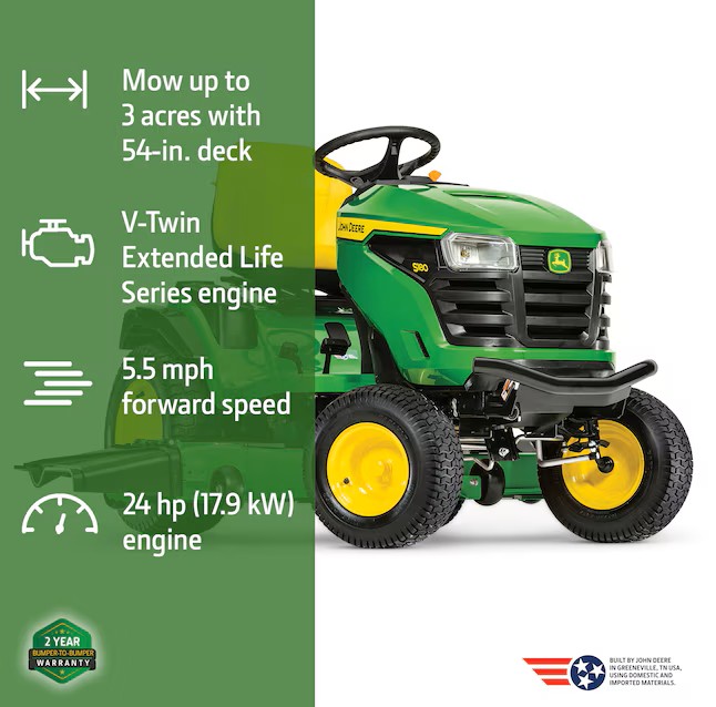 John Deere S180 54-in 24 -HP V-twin Gas Riding lawn mower