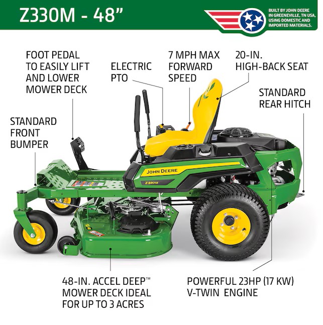 John Deere Z330M ZTrak 48-in 23 -HP V-twin Gas Zero-turn Riding Lawn Mower
